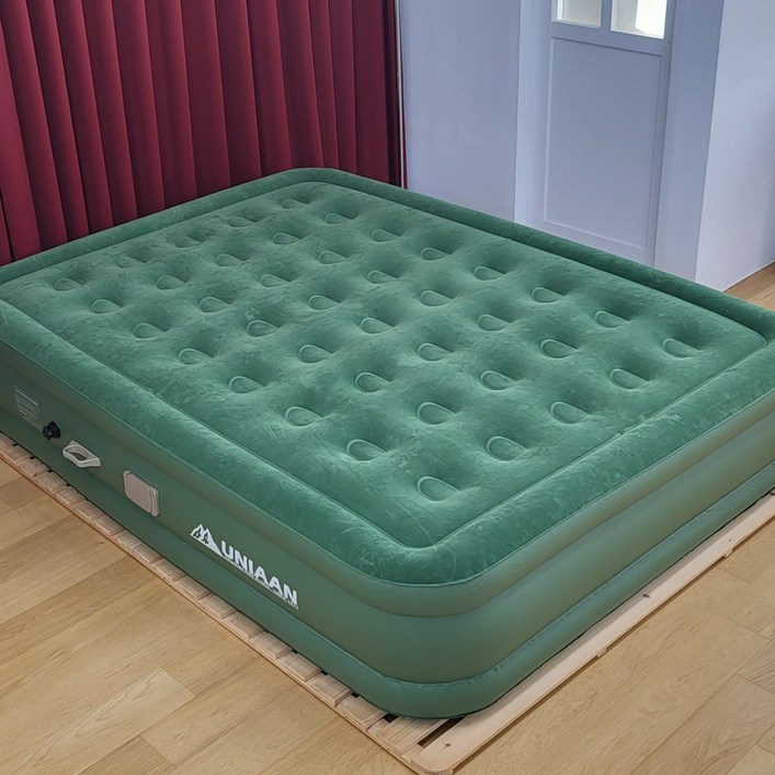 유니언 에어매트 캠핑 매트리스 자동펌프 내장 에어침대 40cm, 카키에디션