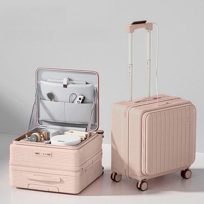 TLOML 캐리어 20인치 전면 오픈 USB 기내용 캐리어 대용량 여행용 캐리어