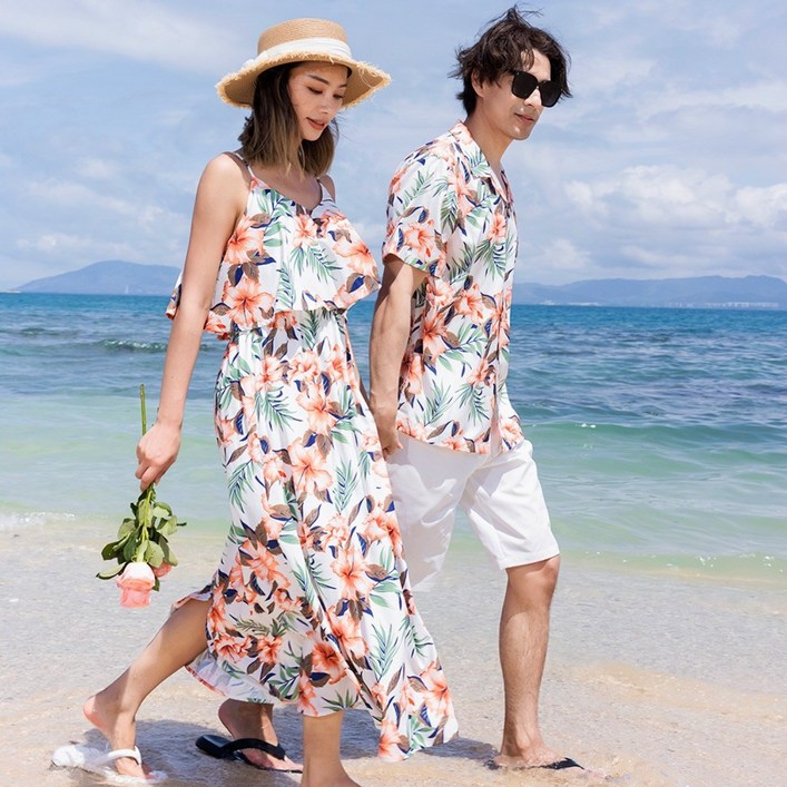 44~77 두근비치 신혼여행 커플룩 바캉스 원피스 하와이안 원피스 허니문 커플룩 여름 원피스 휴양지 원피스 여성 여름 원피스 휴양지 커플룩 휴양지룩 해외여행룩 동남아 커플룩