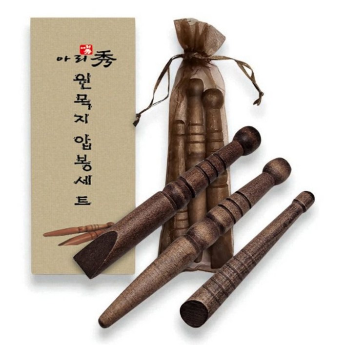 제라홈 원목 괄사 발 지압봉 3종 세트 효도선물 답례품, 발 지압봉  괄사 안마봉  마사지봉, 1세트