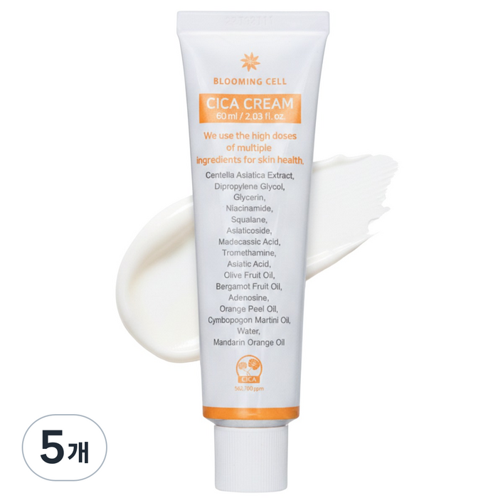 블루밍셀 시카 재생크림 피부과 레이저시술후 점뺀후 진정 피부장벽 크림, 5개, 60g