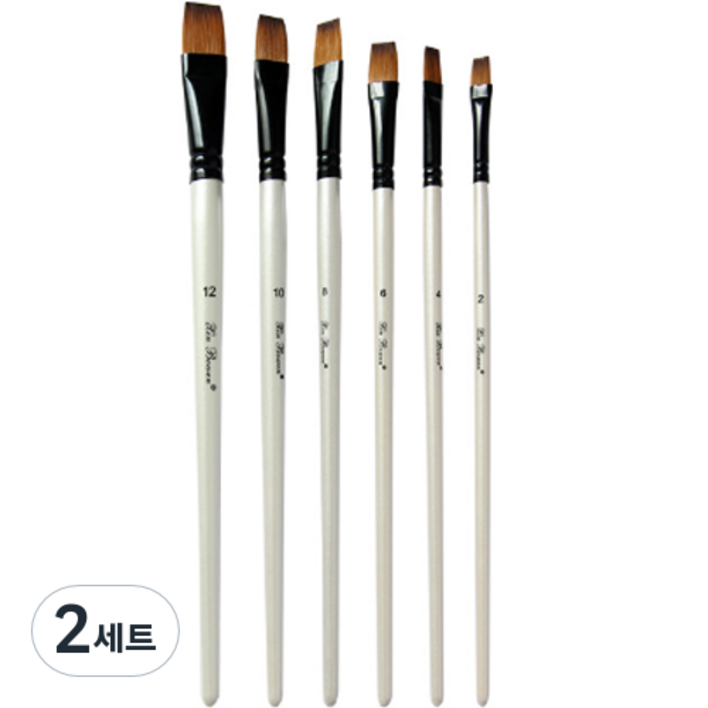 다사바바 펄화이트 수채화 유화납작붓 6종 세트