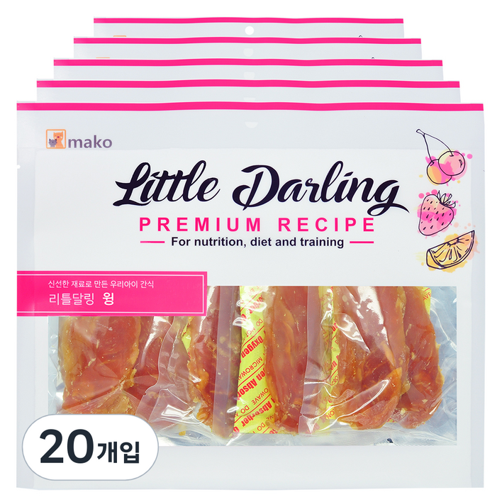 리틀달링 프리미엄 레시피 강아지간식 육포, 윙맛, 300g, 20개