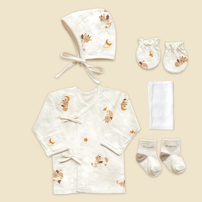 ikii 아동용 오가닉 배냇저고리 5종 세트 긴소매