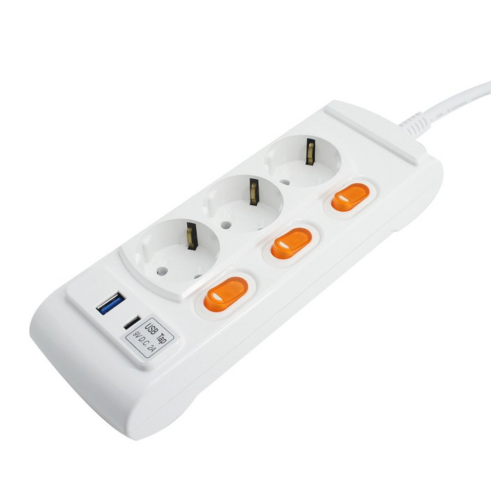 거성산업 개별스위치 USB C타입 멀티탭 3구 GSM-USB316AHDP + 안전캡 2P
