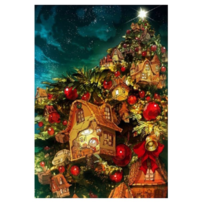 알로데 트리 광장 크리스마스 벽 장식 보석십자수 DIY 키트 스퀘어 타입 30 x 40 cm