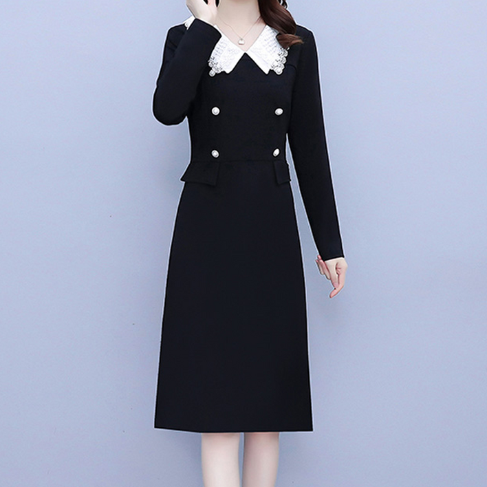 아뗄릭 펀칭 레이스 카라 미디원피스 14620 빅사이즈 포함