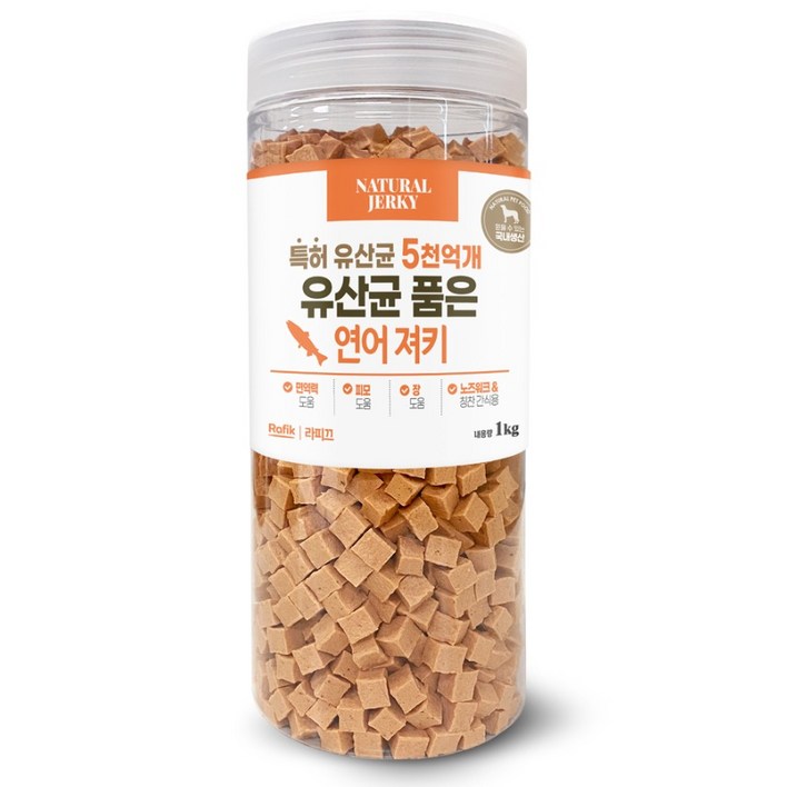 라피끄 강아지 유산균 품은 져키, 연어, 1kg, 1개