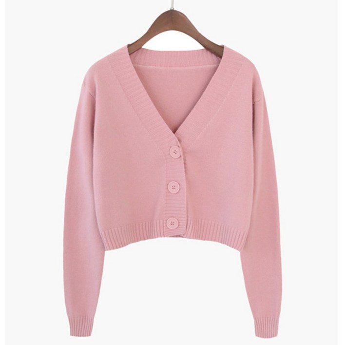 반야스토리 여성용 하이웨이스트 봄 가을 숏 가디건 PP22