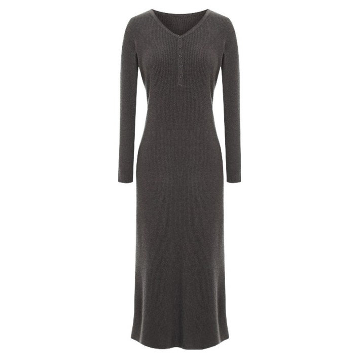 슬림 골지 버튼 니트 원피스 P5COP012C 슬림 골지 버튼 니트 원피스 P5COP012C