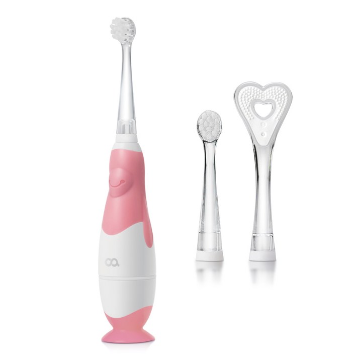 오아 유아용 클린이펭귄 음파 전동칫솔, OOT006, 핑크, 1개