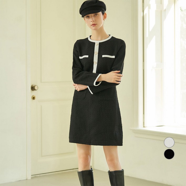 ELLE PARIS A라인 트위드 미니 원피스