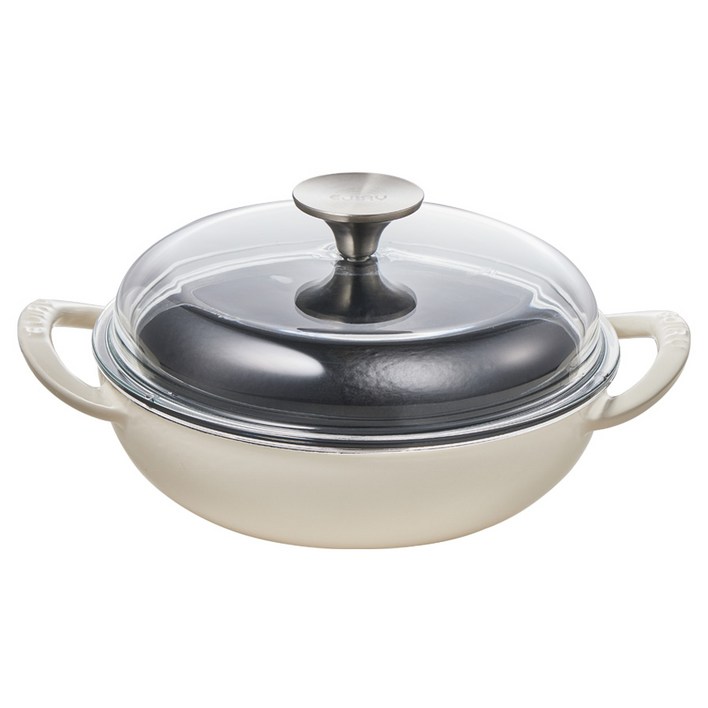 에지리 인덕션 블랙아이언 베이비웍 하이돔 양손냄비, 18cm, PRIM IVORY 프림 아이보리, 1개