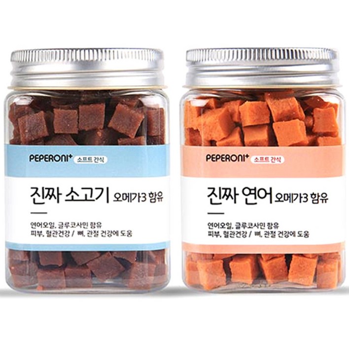 페페로니 진짜 오메가3 강아지 간식, 소고기 연어, 180g, 1세트