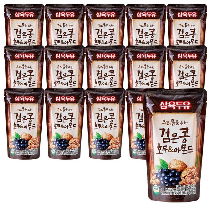 삼육두유 검은콩 호두 앤 아몬드 파우치, 190ml, 15개