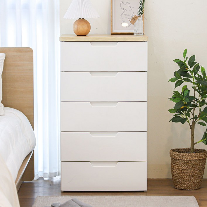 아이리스 국내 제조 플라스틱 서랍장 HG-555B, 화이트, 5단