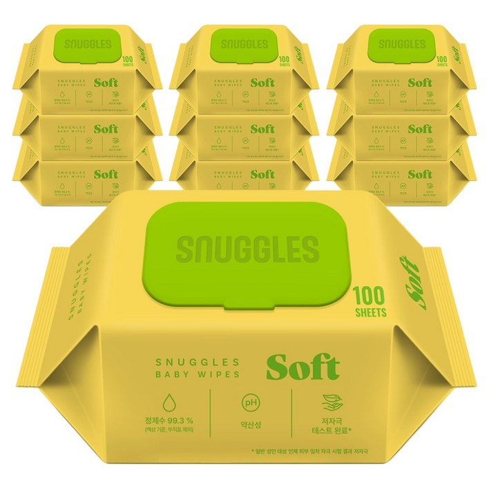 스너글스 소프트 유아용 피부 저자극 인증 아기물티슈 캡형