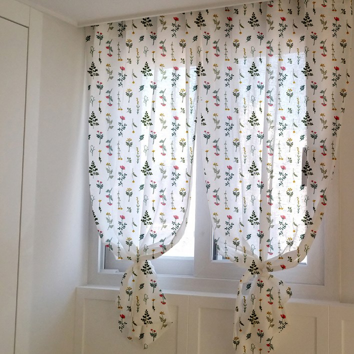 야생화 코튼 거실형 커튼 2p