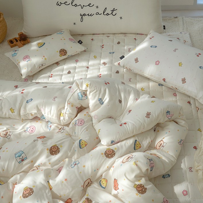 에이트룸 유아용 보들보들 모달 밀크 브레드이발소 차렵이불