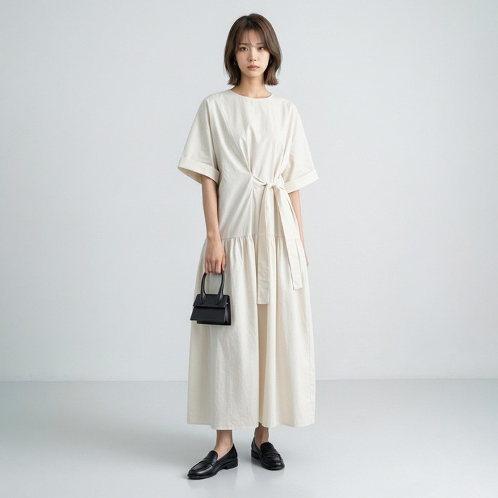 아뗄릭 세렌 루즈핏 스트랩 플레어 원피스 11487