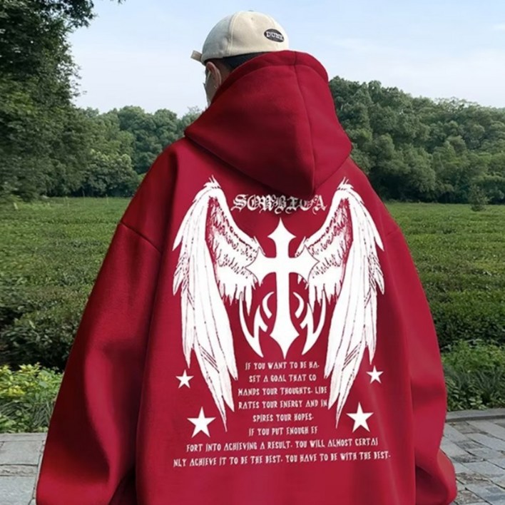 제이티엘 남성용 에너지 스트릿패션 박시 후드티