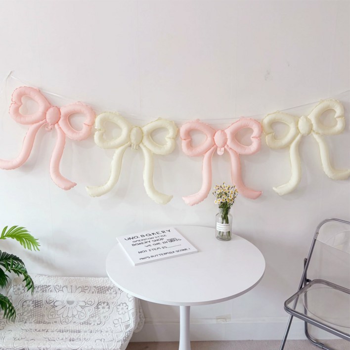 와우파티코리아 하트 리본 풍선 2종 x 2p 세트