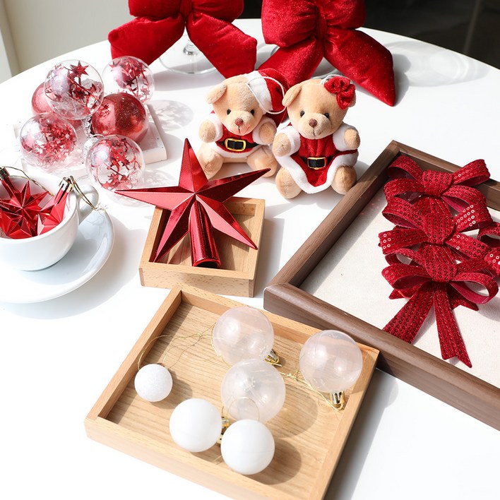 조아트 크리스마스 트리 꾸미기 장식 오너먼트 허니베어 장식세트, 레드, 1세트