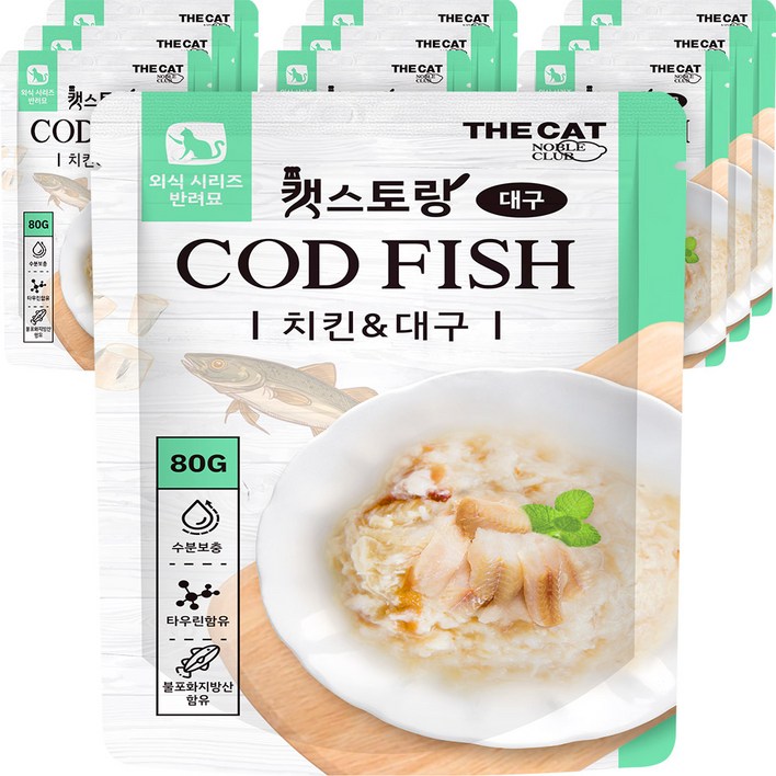 더캣 캣스토랑 고양이 간식, 치킨 대구 혼합맛, 80g, 10개