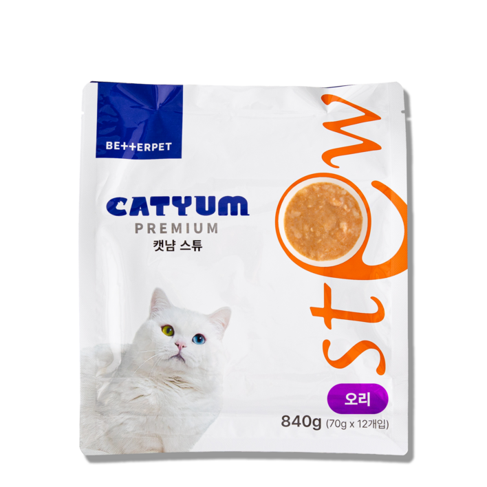 베러펫 캣냠 고양이습식사료 고양이사료 주식 스튜, 70g, 12개, 오리