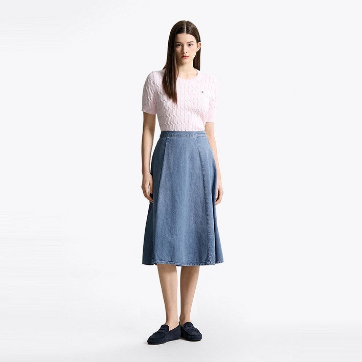 타미힐피거 플레어 데님 스커트 T22F1NSC050WT21A7