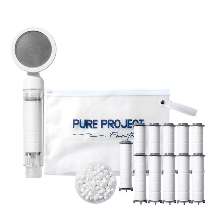 퓨어프로젝트 필수 해외여행용 샤워기헤드 + 휴대용 파우치 세트