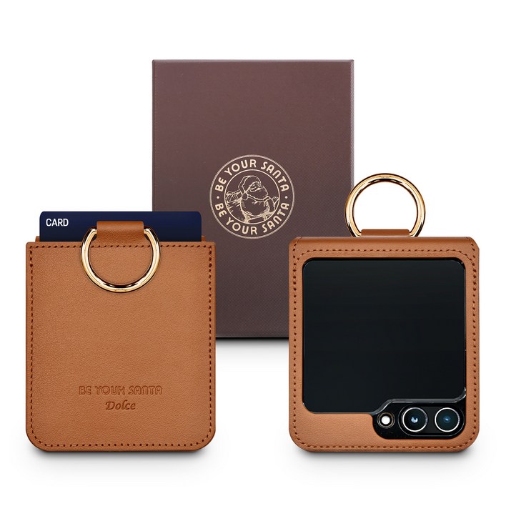 갤럭시 Z플립5 케이스 이태리 천연가죽 힌지보호 카드수납 링 지플립5 돌체