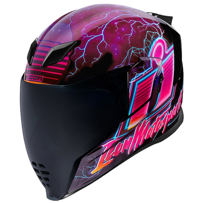 아이콘 에어플라이트 그래픽 신스웨이브 오토바이 헬멧