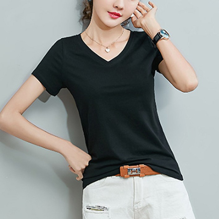 데일로엔 여성용 무지 브이넥 반팔 티셔츠 1413 데일로엔 여성용 무지 브이넥 반팔 티셔츠 1413