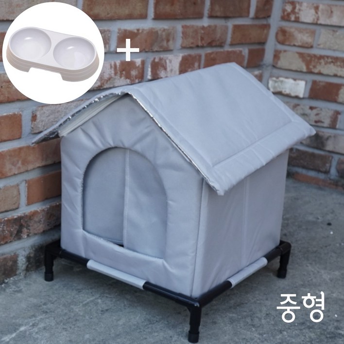 클라라펫 길고양이 냉기 차단 공중집 중형+밥그릇 1세트 길냥이 하우스
