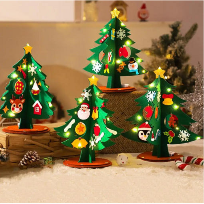 미니 트리 만들기 부직포 DIY 재료 키트 펠트 세트 어린이집 유치원 크리스마스, 1개