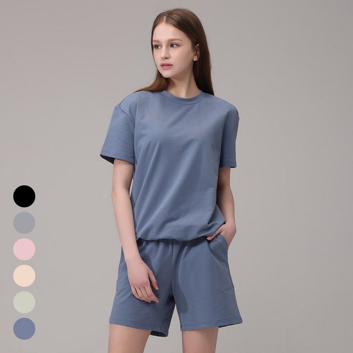 에버라스트 여성 맨투맨 반팔 셋업 운동복 세트