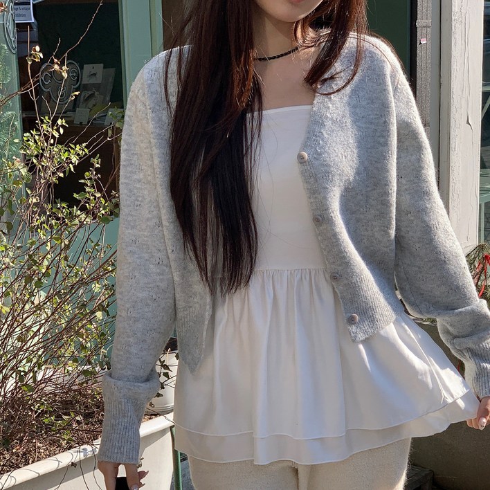 아모르디어 여성 레이어드 프릴 나시 이너 미니원피스