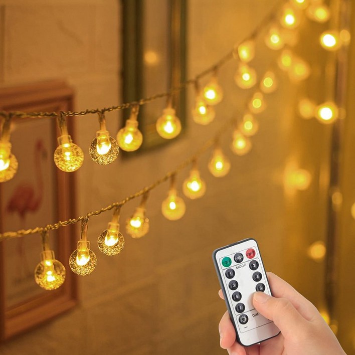 LED 방수 큰앵두 알전구 2.5cm 리모컨형 40P50P80P100P 건전지포함 캠핑전구 조명 차박 텐트장식 가랜