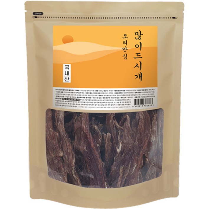 오리안심 많이드시개 대용량 국내산 애견 수제간식 300g 강아지간식, 오리안심, 300g, 1개