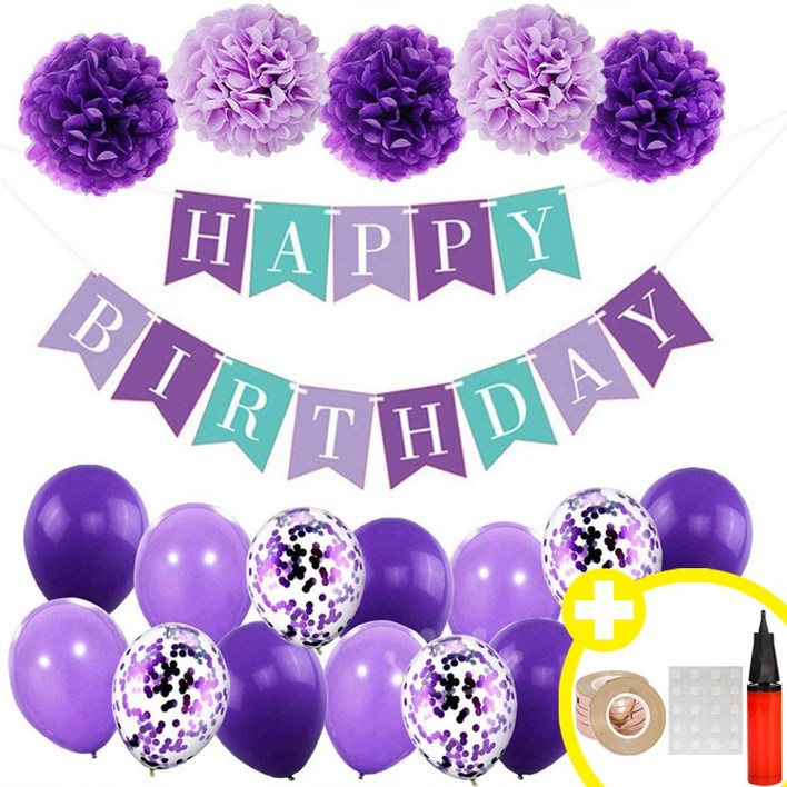 [꽃 볼 가랜드] 생일파티 혼합풍선 발표회 인생샷 포토존 연출템 5옵션 파티용품세트 [에브리띵스마일] 1037, 1세트, 퍼플