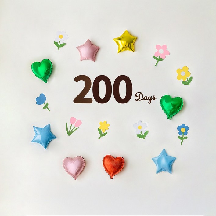 해피제이니 플라워 펠트 숫자 데이즈 하트 별 호일풍선 기념일 파티세트