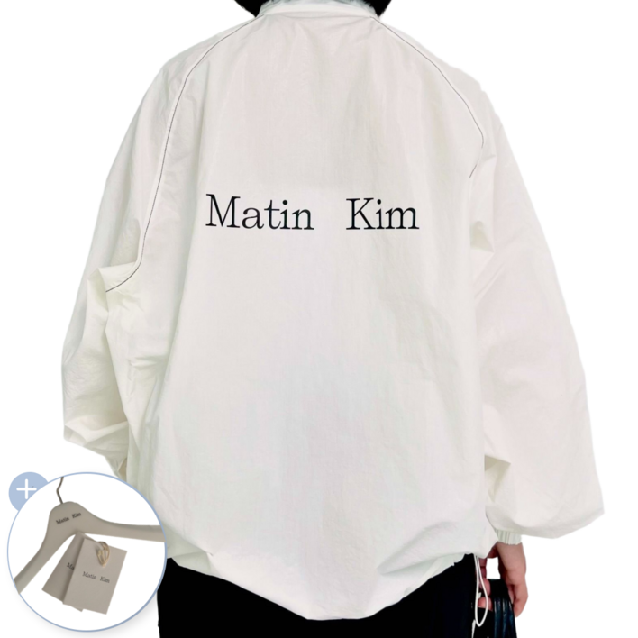 [국내매장판] MATIN KIM LOGO COATING JUMPER 마뗑킴 로고 코팅 바람막이 점퍼 + BRANX 옷걸이