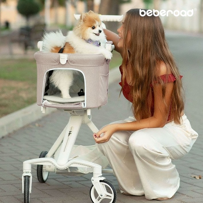 베베로드 TT 프리미엄 강아지 애견 유모차 분리형 접이식 캐리어, 1개, 베베로드 TT 베이지