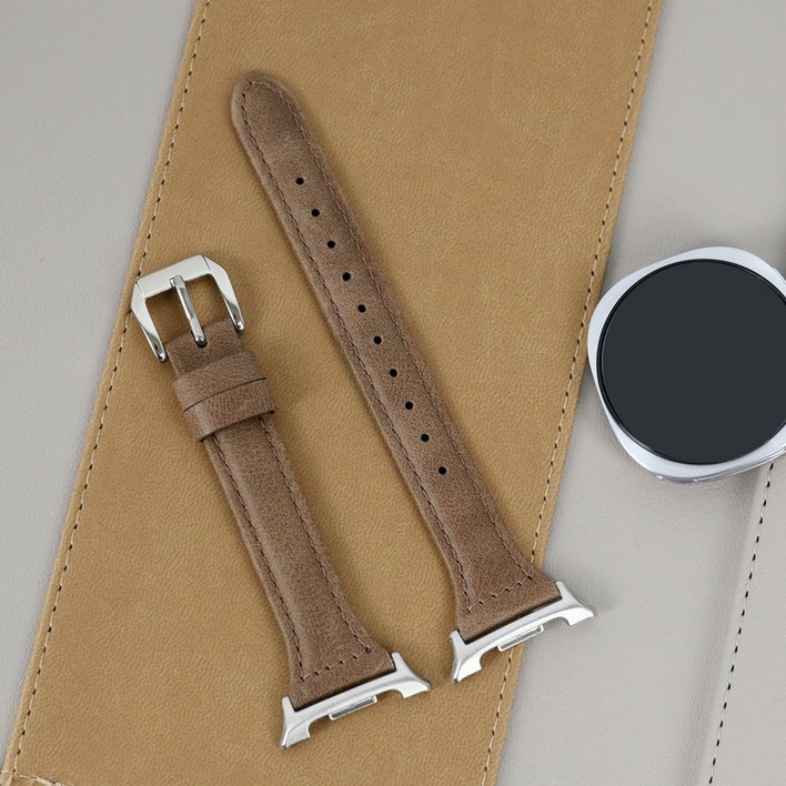오르몽트 갤럭시워치 슬림 라인 가죽 스트랩 시계줄 밴드, 매트브라운(S4), 1개