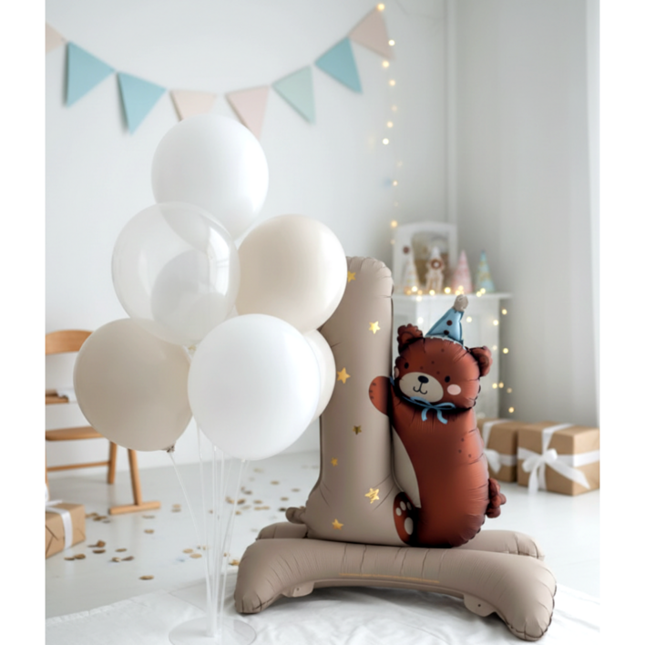1주년 기념 스탠딩 곰돌이풍선 + 숫자1 별빛 풍선세트, 첫돌, 각종 기념일, 생일파티