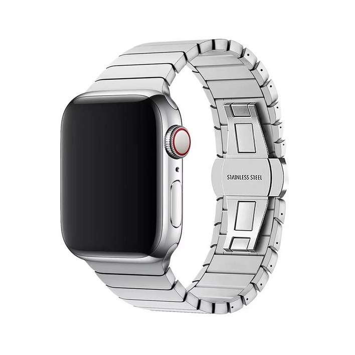 애플워치 호환 링크 브레이슬릿 메탈 스트랩 밴드, 실버