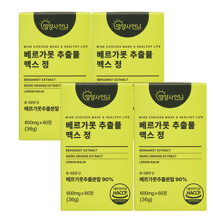 영양사언니 베르가못 추출물 맥스 정 31, 4개, 60정
