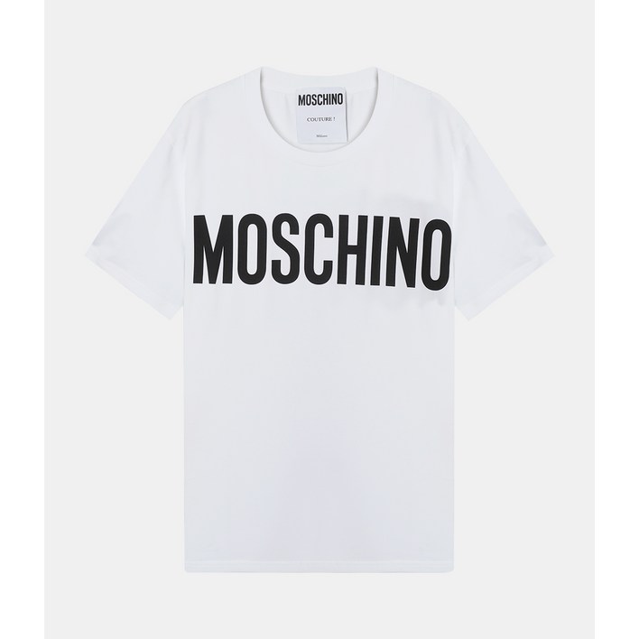 MOSCHINO 모스키노 Stretch Jersey T-Shirt With Logo A07297039 1001 스트레치 저지 로고 티셔츠