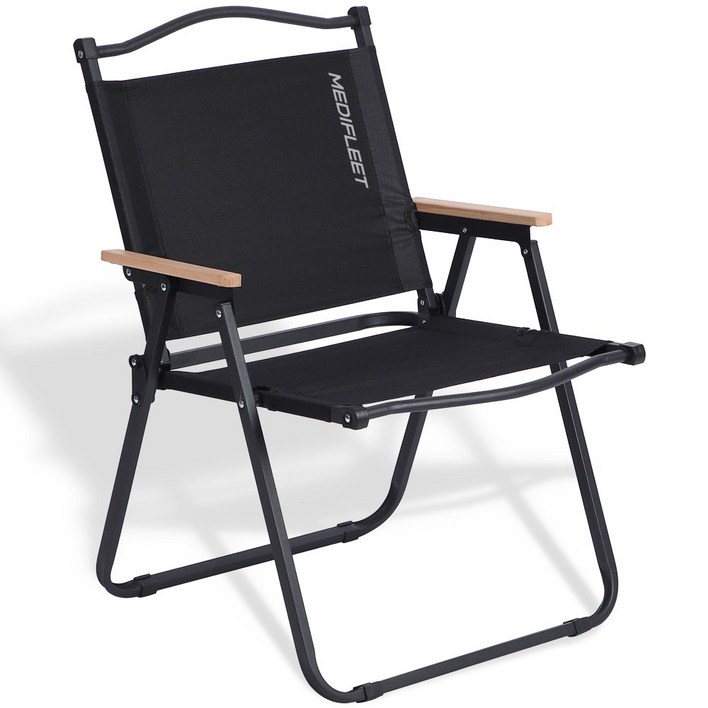 메디플릿 우드 폴딩 경량 컴포트 캠핑 의자 체어, 1개, 블랙